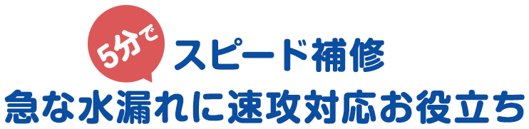 5分でスピード補修　急な水漏れに速攻対応お役立ち